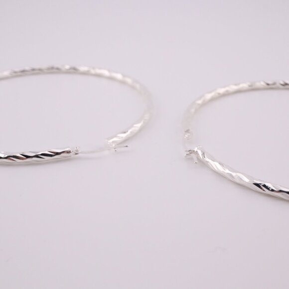 Statement Jewelry Women's Sterling Silver Extra Large Twisted Rope Hoop Earrings - Picture 8 of 9